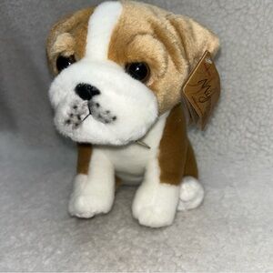 Aurora Miyoni Tots French bulldog plush dog 7.5" brown & white